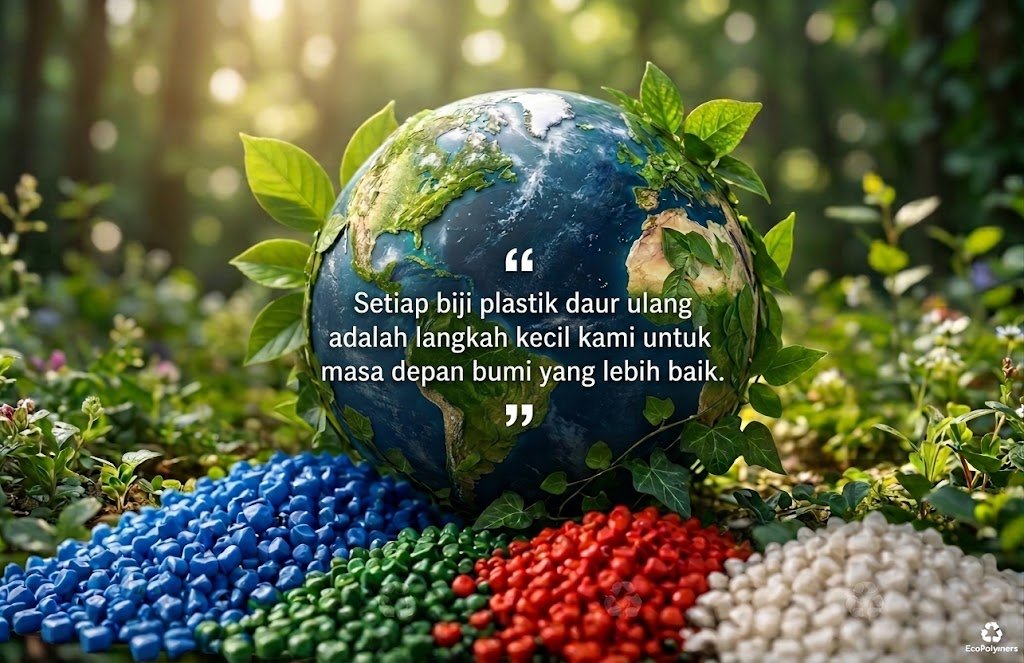 Bumi dengan biji plastik daur ulang